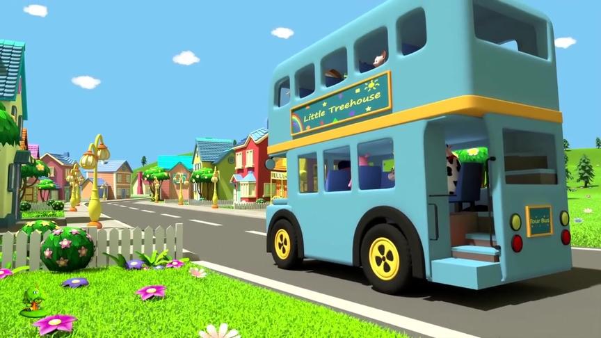 [图]早教儿歌集：校车之蓝色的车轮《Wheels on the Bus 》