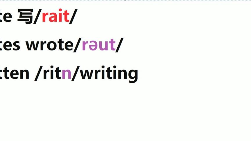 [图]英语语法速成：动词5个读音的使用方法02，动词写write