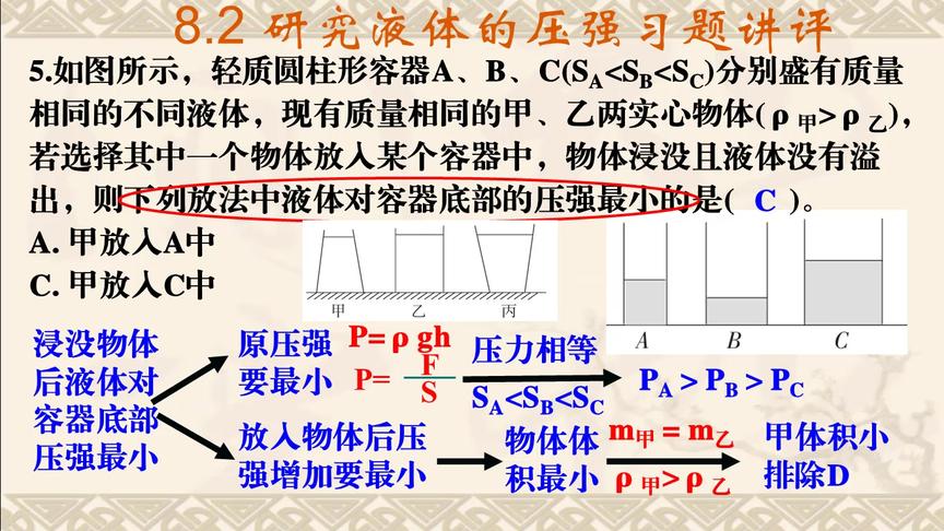 [图]8.2 研究液体的压强习题讲评 沪粤版八年级物理下册