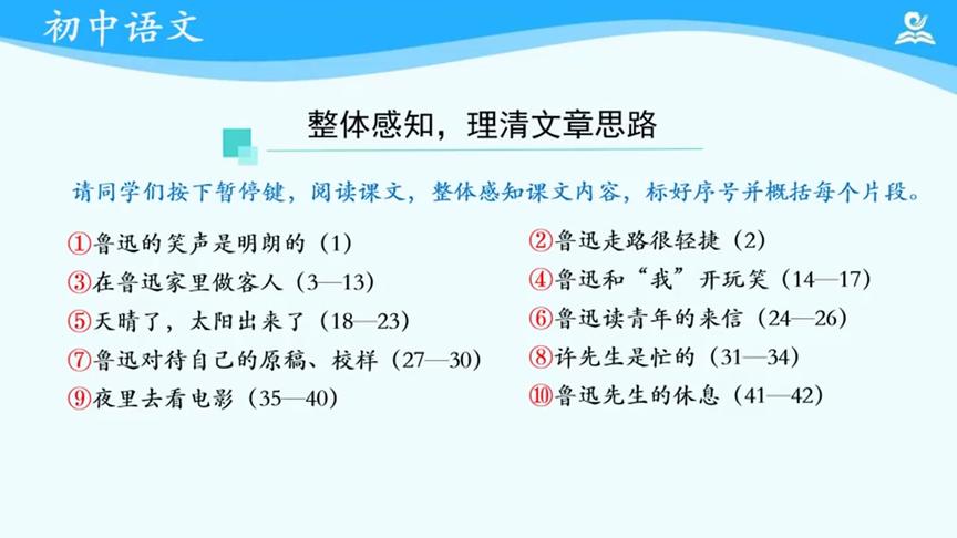 [图]海韵教育丨初中语文 部编版 7下 006．回忆鲁迅先生（一）