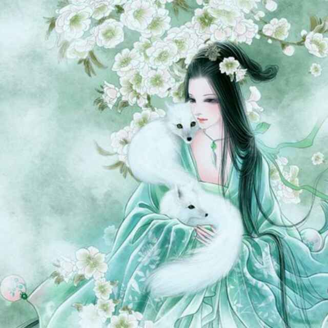 星空下的白狐头像