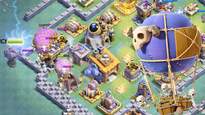 如此精美的8级建筑大师基地！《部落冲突》夜世界满级气球兵演示