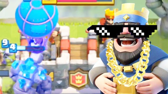 石头人和气球兵你都敢吹到国王塔脚下？《皇室战争》精彩搞笑集锦