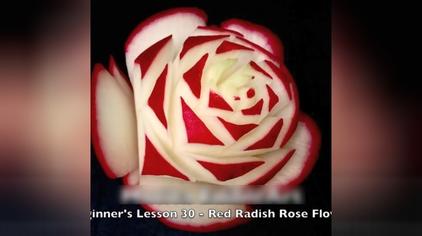 萝卜花雕刻教学玫瑰花 西瓜视频