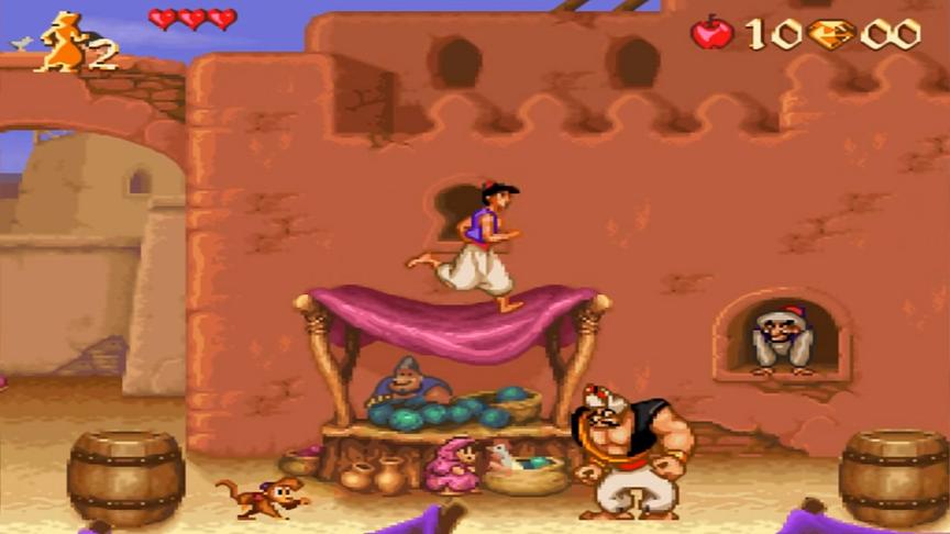 硬派动作游戏《阿拉丁》，超任比红白机画面好太多了