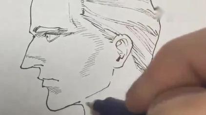 绘画漫画侧脸男孩 西瓜视频