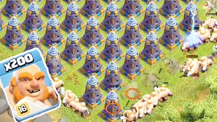 200巨人拳击手VS全地图特斯拉电磁塔！《部落冲突》趣味测试