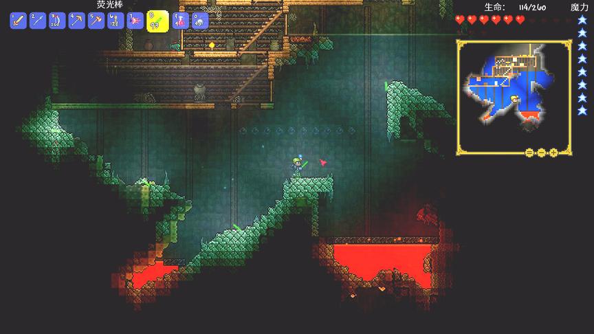 泰拉瑞亚：来到了地下深处，第一次见到了岩浆！