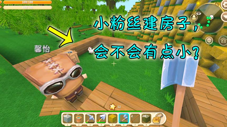 迷你世界：我刚从矿洞回来，小粉丝就要帮我建房子，但看着小了点