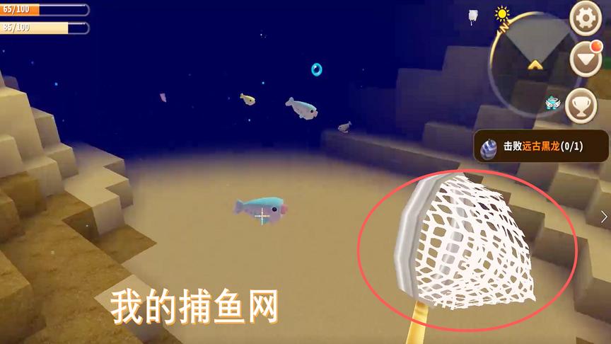 迷你世界103：我要用丝线做了一个捕鱼网，再去湖里捕了好多鱼