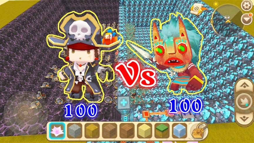 迷你世界：100黑帽子船长VS100野人猎手
