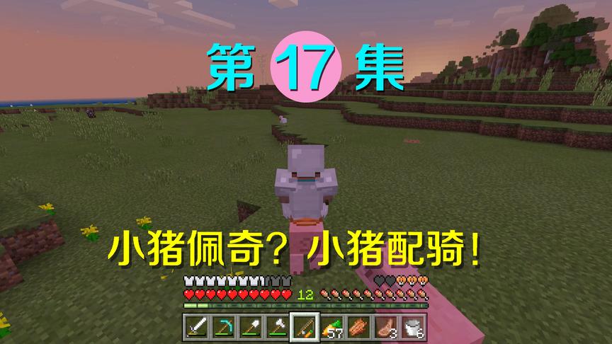 我的世界17：用钓竿捕获一只小猪佩奇，身后还跟着两个小猪！