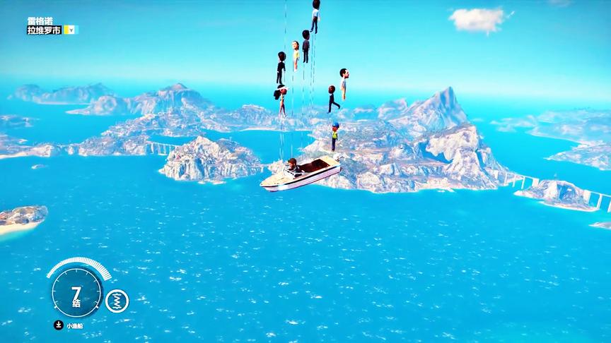 小林热游解说：没想到这艘渔船这么重，需要那么多人才能拉上天！