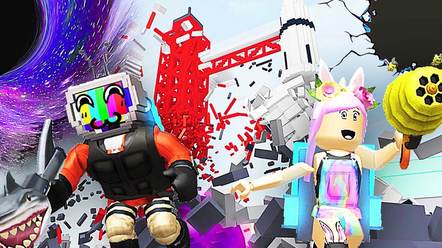 屌德斯&小熙 Roblox摧毁城市模拟器 用宇宙黑洞吞噬整个航天基地