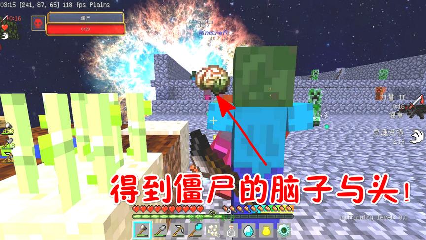 我的世界无人入眠17：疯狂战斗的一夜，僵尸的脑子与头！