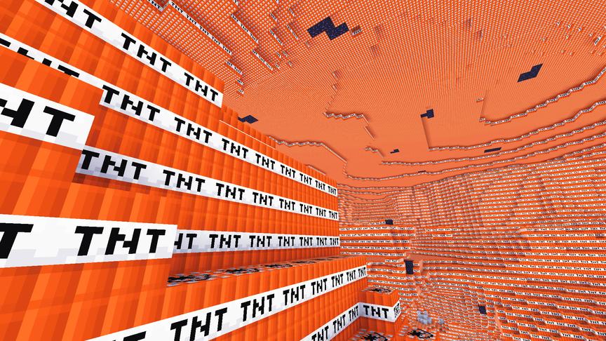 玩家为测试新显卡，点燃全是TNT的世界！我的世界作死挑战！