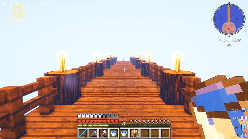 我的世界空岛番外3：开了光影的空岛，下雨天看起来很美！