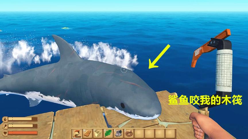 乘坐木筏漂流海上，却遇到鲨鱼袭击，手无寸铁我如何才能活下去？