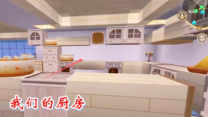 迷你世界联机502：我在别墅里做了一个厨房，放了一些蛋糕和美食