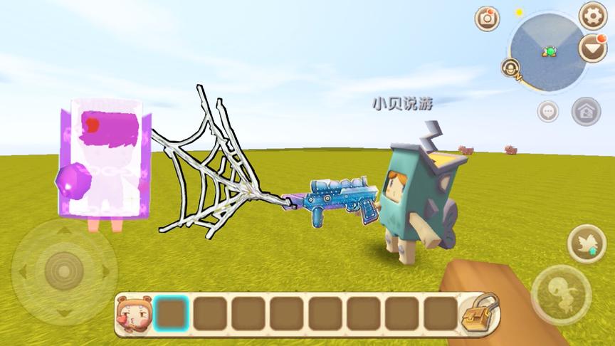 迷你世界：新版“喷网枪”？可以发射蜘蛛网把东西包裹起来？