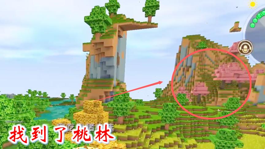 迷你世界粉丝联机9：我骑着陆行鸟载着猪小妹，在野外找到了桃林
