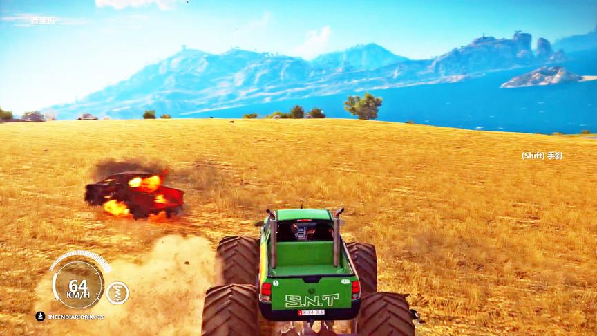 小林解说：驾驶大脚车上路，路人汽车直接被压爆炸！