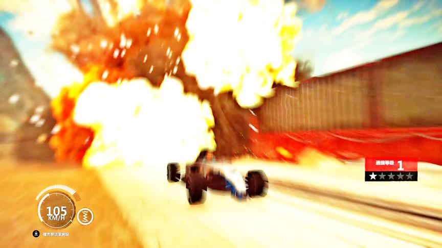 小林解说：F1赛车撞击火车，直接被反导弹打爆！