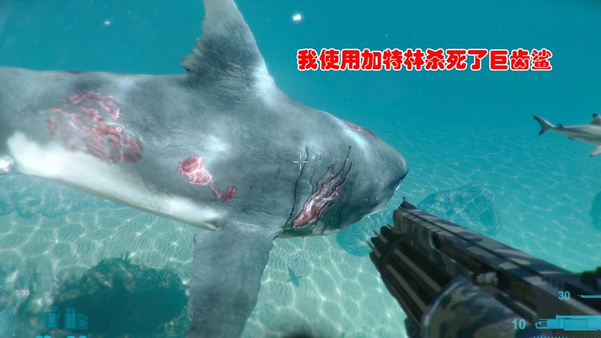荒岛求生191：我终于使用加特林解决了巨齿鲨，可无意触发了机关