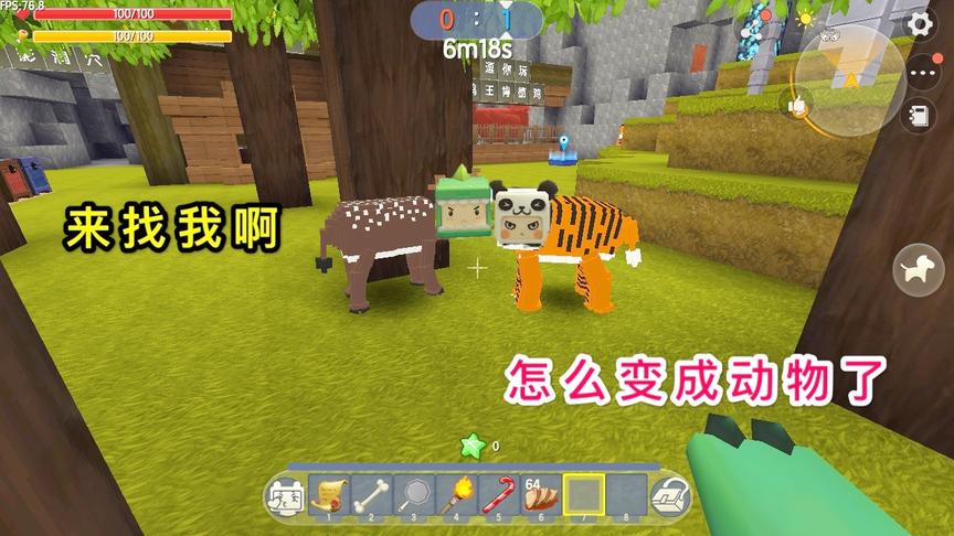 迷你世界：和小表弟玩躲猫猫，我变成一只大老虎，看他怎么找到我