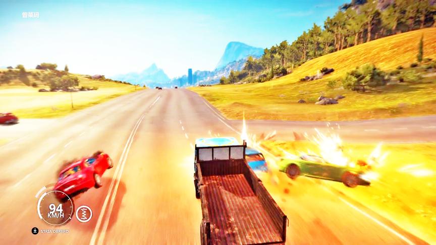 小林解说：这军用大卡车撞击力真的让我吃惊，威力十足！