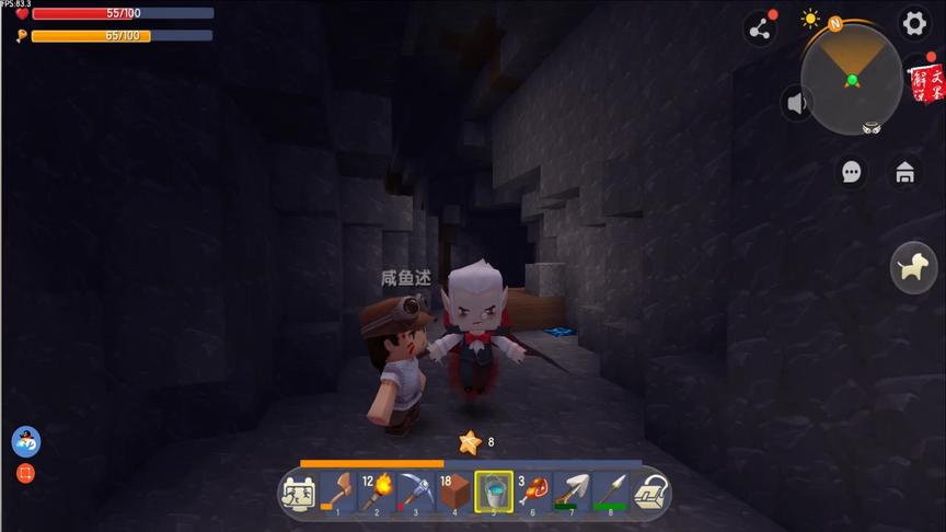 迷你世界联机，带小菜鸟第一次挖矿，找到了三颗钻石