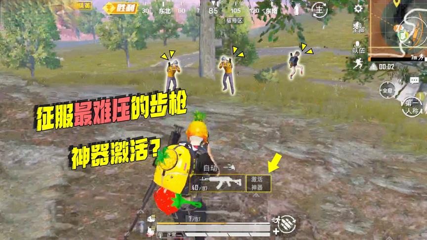 子薇游戏：征服最难压步枪，一不小心激活神器功能，12杀高爆吃鸡