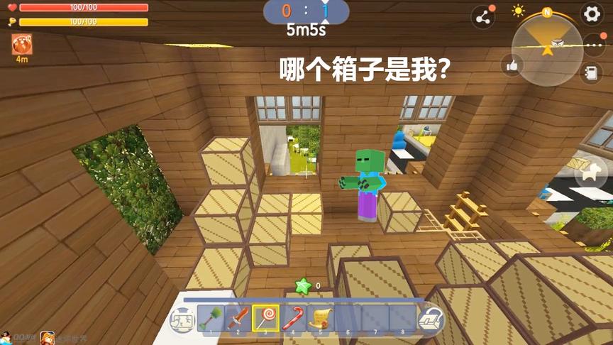 迷你世界：MC僵尸躲猫猫，入梦变箱子藏在箱堆里，僵尸走过好几次