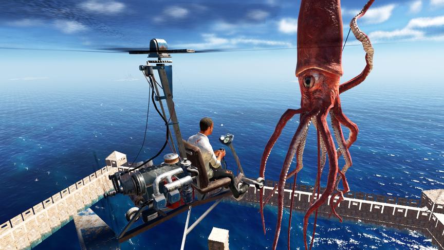 荒岛求生63:大王乌贼腾空飞起，我驾驶猛禽战机迎战！