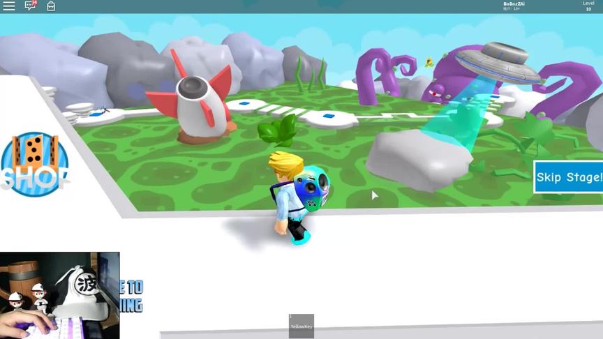 roblox“逃离星球空间”波波仔解说：我的火箭被外星章鱼击落了！