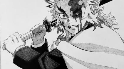 鬼灭之刃炎柱绘画 西瓜视频